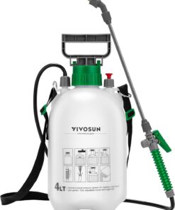VIVOSUN 1 Gallon Pump Pressure Sprayer, 4L Pressurized Lawn & Garden Water Spray Bottle with 3 Water Nozzles, Adjustable Shoulder Strap, Pressure Relief Valve, for Plants and Cleaning